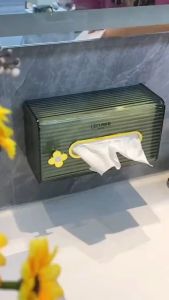 Punch-Free Creative Tissue Box Wall-Mounted Paper Towel Napkin Storage Box Household Kitchen Bathroom Paper Organizer