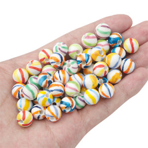 2 Hạt Gốm Sứ Thủ Công 10Mm Cái/túi Hạt Vẽ Tay Sọc Hạt Đệm Tròn Để Tự Làm Vòng Cổ Vòng Tay Trang Sức Phụ Kiện Làm Đồ Thủ Công