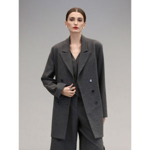 COCOBELLA | Gray-style Faux Two-piece Wool Overcoat