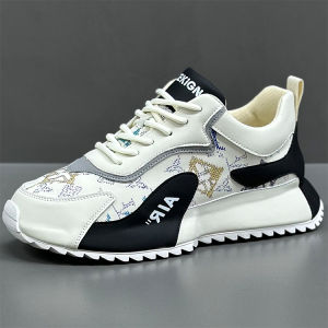 ZhanChao Brand Mens Casual Shoes 2025 New Autumn Retro Print Running Shoes Inner Heightening Dad Shoes Youth Trend Fashion