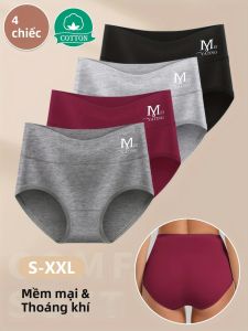 MIOTAN 4 Chiếc Quần Lót Nữ Cạp Cao Nâng Đỡ Bụng Chất Liệu Cotton Mềm Mại Thoáng Khí Có Hỗ Trợ Tư Thế