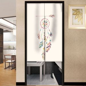 Japanese Noren Door Curtain Green Plants Flowers Half Curtain Privacy Room Divider For Kitchen Restroom Aesthetic Home Decor