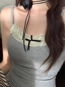 Áo Ba Lỗ Dệt Kim Không Tay Ôm Vừa Vặn Pure Desire Dành Cho Nữ Mùa Hè Thiết Kế Áo Lót Ren Viền Gợi Cảm Không Tay Áo Chui Đầu Cổ Chữ V