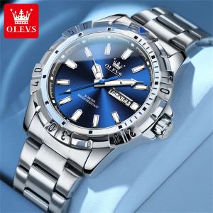 【Imported From Japan】OLEVS Men Sports Watches 2025 New Original Fashion Multifunction Waterproof Calendar Luminous Stainless Steel Diving Mens Watch