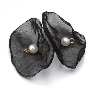 10pcs/lot Sweet Pearl Gauze Chiffon Flower Charms Earring Pendant For DIY Women Girls Jewelry Findings Supplies