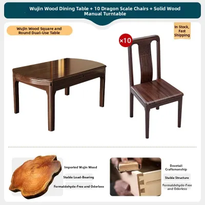 Solid Rosewood Expandable and Versatile Dining Table Set