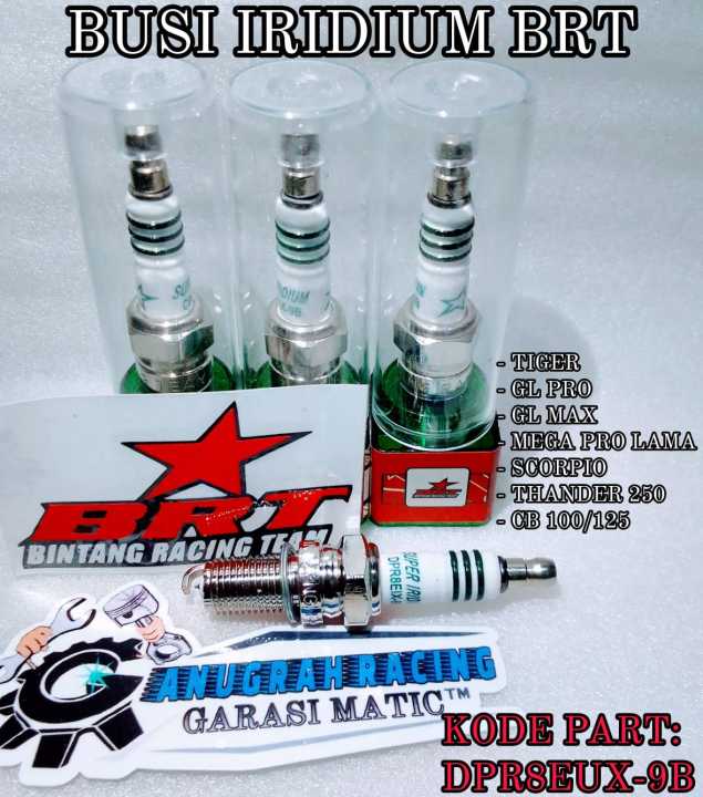 BUSI RACING BRT IRIDIUM DPR8 SCORPIO 225 SCORPIO Z 225 TIGER MEGA PRO PRIMUS GL PRO GL MAX CB 100 CB 125 THANDER 250