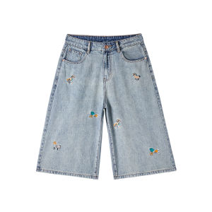 Mark Fairwhale | Lyocell Embroidery Mens Denim Capris Casual Stylish Loose Thin Fit 2026 Summer