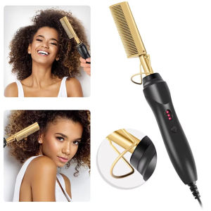 หวีร้อนผม Straightener หวีกดความร้อนแบบพกพาเซรามิค Curling Iron สําหรับผมเคราวิกผมเปียกและแห้งผมจัดแต่งทรงผมเครื่องมือ