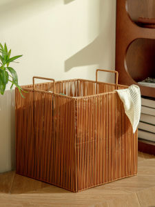 Waterproof Wicker-Style Laundry Hamper for Bathroom Use Dirty Clothes Basket Home Use Handmade Retro Chinese Style Storage Basket