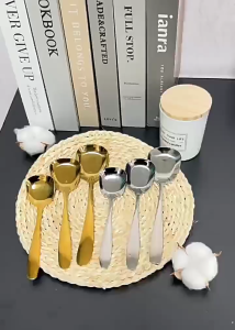 AKEZ SENDOK MAKAN MOTIF PERSEGI AESTHETIC BAHAN STAINLESS SENDOK SAYUR KECIL SEGI SENDOK MAKAN CENTONG SERBAGUNA