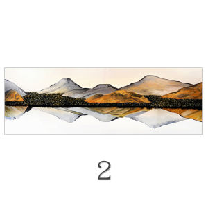 New Chinese Style Horizontal Gold Mountain Water Landscape Painting Zen Heart Reflection Living Room Hotel Self Adhesive Wall Art