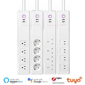 Melery Zigbee Tuya Smart Power Strip surge protector EU/US/JP AC Outlets 2 USB Extension for Alexa Google Home casa inteligente