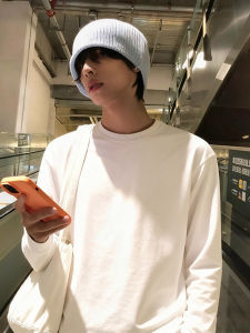 Áo Thun Cotton Dài Tay Màu Trắng Cho Nam Mùa Thu Thường Ngày Thoải Mái Thoáng Khí in Họa Tiết Cổ Tròn Dài Vừa Phải