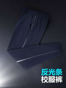 School Uniform Pants Reflective Stripes Spring Autumn Style Straight Leg Grey Strip for Primary And High School Students