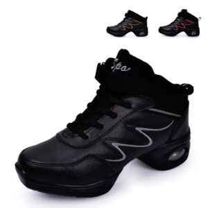 New Modern Dance Shoes Womens Genuine Leather Square Dancing Fitness Gymnastics Exercise Shoes Increased Height Female Model