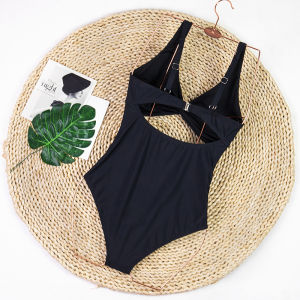 Màu trơn đồ bơi Châu Âu và gợi cảm Mỹ mới một mảnh rỗng sâu V một mảnh áo tắm trang phục đi biển