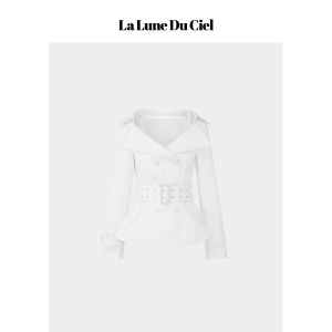 La lune Du ciel | Áo Khoác Trench Ngắn Thời Trang Cổ Xếp Nẹp Eo