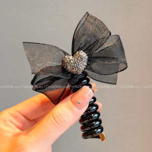 Black Butterfly Knot Phone Line Hair Ties Womens Sweet Princess Headwear Bubble Braid Fashion Braiding Tail Hair Bands