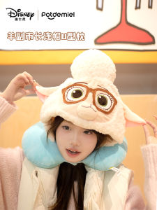 Potdemiel Honey Jar Disney U-Shaped Pillow with Hood Eye Mask Travel Plane Sleep Neck Support Portable U-Shaped Pillow for Adults