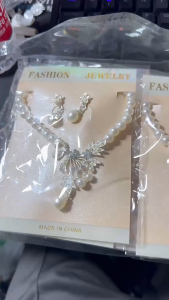 Wedding Bridal Faux Rhinestone Pearl Necklace Earrings Jewelry Set Evening Party Dress Accessories Gift