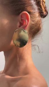 KunJoe Fashion Smooth Surface Geometric Large Earrings for Women Retro Irregular Round Pendant Earrings Boho Jewelry Gifts