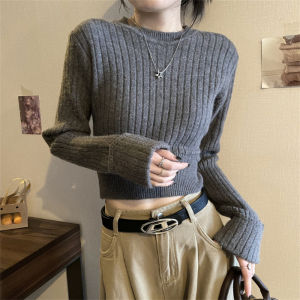 Red Short Knitted Base Shirt Womens Autumn Winter Chic Snake Year Christmas Top Korean Style Splice Long Sleeve round Neck