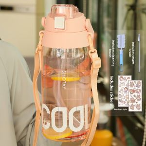 ShangTai 1000ml Large Capacity Sports Water Bottle Portable Outdoor Mens Cup Summer 2000ml Cup Tritan Material American Style