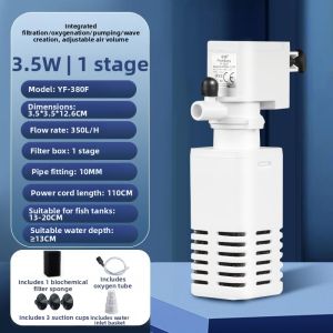 MONLEYTA | Small Ultra-Quiet Fish Tank Filter Pump with Oxygenation and Water Purification