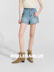 BEIQIANI | Vintage Washed Denim Shorts A-Line High Waist