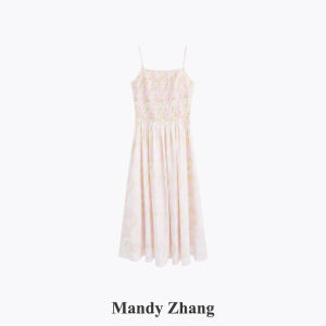 French Vacation Style Printed Sleeveless Long Dress