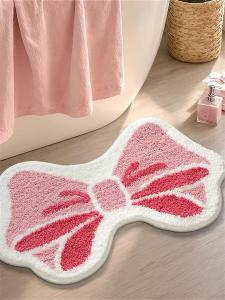 Pink Shaggy Irregular Absorbent Anti-slip Bathroom Mat