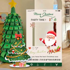 Christmas Decoration Scene Layout Hand-Held Photo Frame KT Board Christmas Tree Atmosphere Activity Clock-in Props Store Merchant