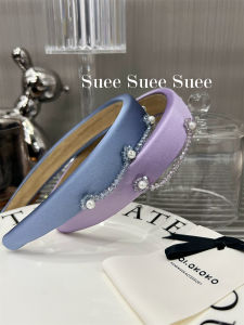 หมวกคล้องผมคริสตัลสีม่วงสไตล์ฝรั่งเศสหรูหรา ดีไซน์ดอกไม้ โซ่ แฮนด์เมด เครื่องประดับแฟชั่นสำหรับผู้หญิง