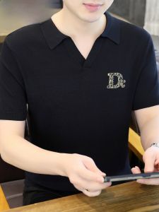 HENGYUANXIANG | High-End Ice Silk Knitted Short Sleeve Polo Shirt Mens Fashion Summer T-Shirt Standard Fit Business Style Dad Clothes