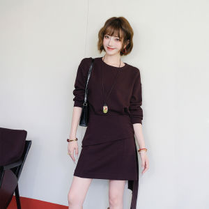 MIUCO | Bộ Áo Len và Chân Váy Dây Nơ Cao Waist