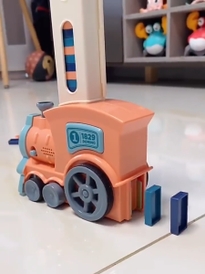 60 Pcs Dominoes electric toy train Toy With Light & Sound Fun Automatic Block Dispensing for kids