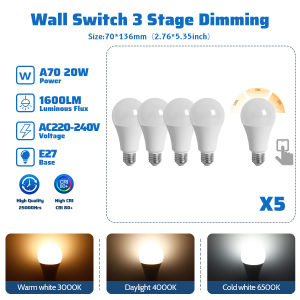 GATETOP | 5PCS High Brightness Dimmable LED Bulb Soft Light Three Way Lamp3 Way LED Light Bulbs GX53 E27 E14 GU10 Base Indoor Decorative