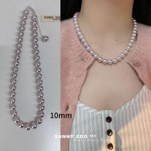 SunnyZoo Mantarose Cool Tone Pink Purple Pearl Necklace French Gentle Luxury Minimalist Clavicle Chain Jewelry Accessory