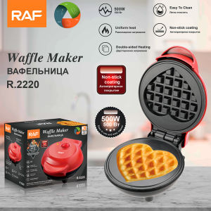 RAF 500W Heart-shaped Electric Waffle Maker Convenience Non-stick Heart Waffle Maker Anti-Overflow Bakeware Mold Sandwich