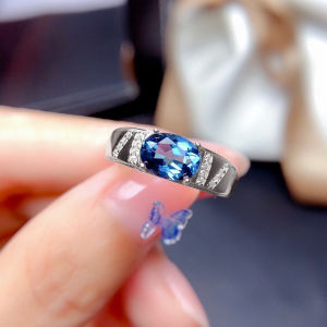 【Hot Sale+Ready Stock】Sky Blue Topaz Diamond Simple Temperament Open Ring Female Ring