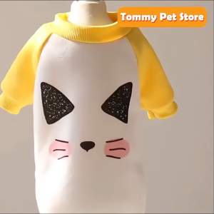 Trendy Printed Cat Design Pet Clothes Shy Cute Cat Dog Cat Shirt Thin Velvet Two-Legged Sweater XS-XL Baju Kucing