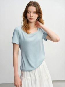 DUSHU | Slimming High Elastic Straight Shoulder V Neck T-Shirt
