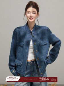THROUS | Áo Khoác Dài Tay Phong Cách Thường Ngày Mùa Xuân Chất Liệu Bề Mặt Xanh Lam
