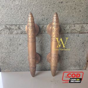 Handle Pintu Rumah Kuningan Antik Motif Torpedo Bali Ukir 20 cm 2 pcs