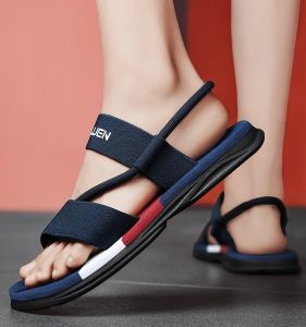 Mens Summer Outdoor Sandals Anti-Slip Casual Sports Roman Style Slip-On Breathable EVA Upgraded PU Insole Flat Rubber Sole