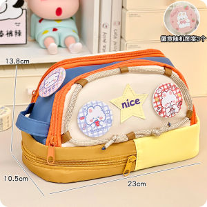 Large Capacity Pencil Case Cute Stationery Bag for Girls Primary And High School Students Storage Bag Nylon Material Basic Packaging