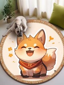 round Pet Mat PVC Leather Waterproof Wipe Clean Non-Washable Carpet Anti-Slip Simple Modern Living Room Floor Rug Pad