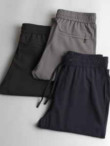 Silky Smooth Big Tail Mens Pants Spring Summer Elastic Waist Drawstring Business Casual Straight Leg Comfortable Breathable Long Trousers