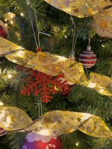 1M/5M/10M Christmas Ribbon Fairy Lights Christmas Tree Decor Christmas Lace Bows With LED Lights